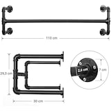 thumbnail of UAC Garderobenstangen 2er Set, hochbelastbare Kleiderstangen, 110 x 30 x 29,3 cm, bis 60 kg belastbar, Wandmontage, im Industrie-Design, schwarz