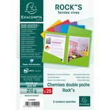 thumbnail of EXACOMPTA Paquet de 25 chemises de présentation double poche ROCK'S 250 en carte 210 grammes assortis