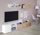 thumbnail of Dmora Einbaufertige Wand Miami, TV-Ständer für Wohnzimmer, Wohnzimmerkomposition mit Wohnwand und Regal, 220x40h44 cm, Asteffekt Eiche und Weiß