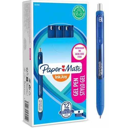 PAPERMATE Stylo bille Gel Inkjoy pointe moyenne 0,7 mm. Encre Bleu.