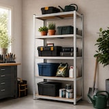 thumbnail of Etagère de Rangement 5 niveaux Bois MDF réglables 90x40xH180cm Rayonnage métal Charges lourdes 875kg - Garage Atelier Cellier