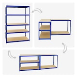 thumbnail of PROREGAL Étagère charge lourde BIG ELEPHANT M, HxLxP 180x120x60cm, 250kg par niveau, Bleu, Étagère robuste de Garage, Atelier