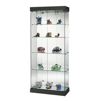Vitrine armoire H 180 x L 80 cm socle toit noir 2 spots Noir Mat