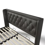 thumbnail of Merax Polsterbett Doppelbett 180*200 cm, Hydraulisches Stauraumbett, mit USB Typ-C Ladefunktion, LED-Funktion(Ohne Matratze), PU, Schwarz