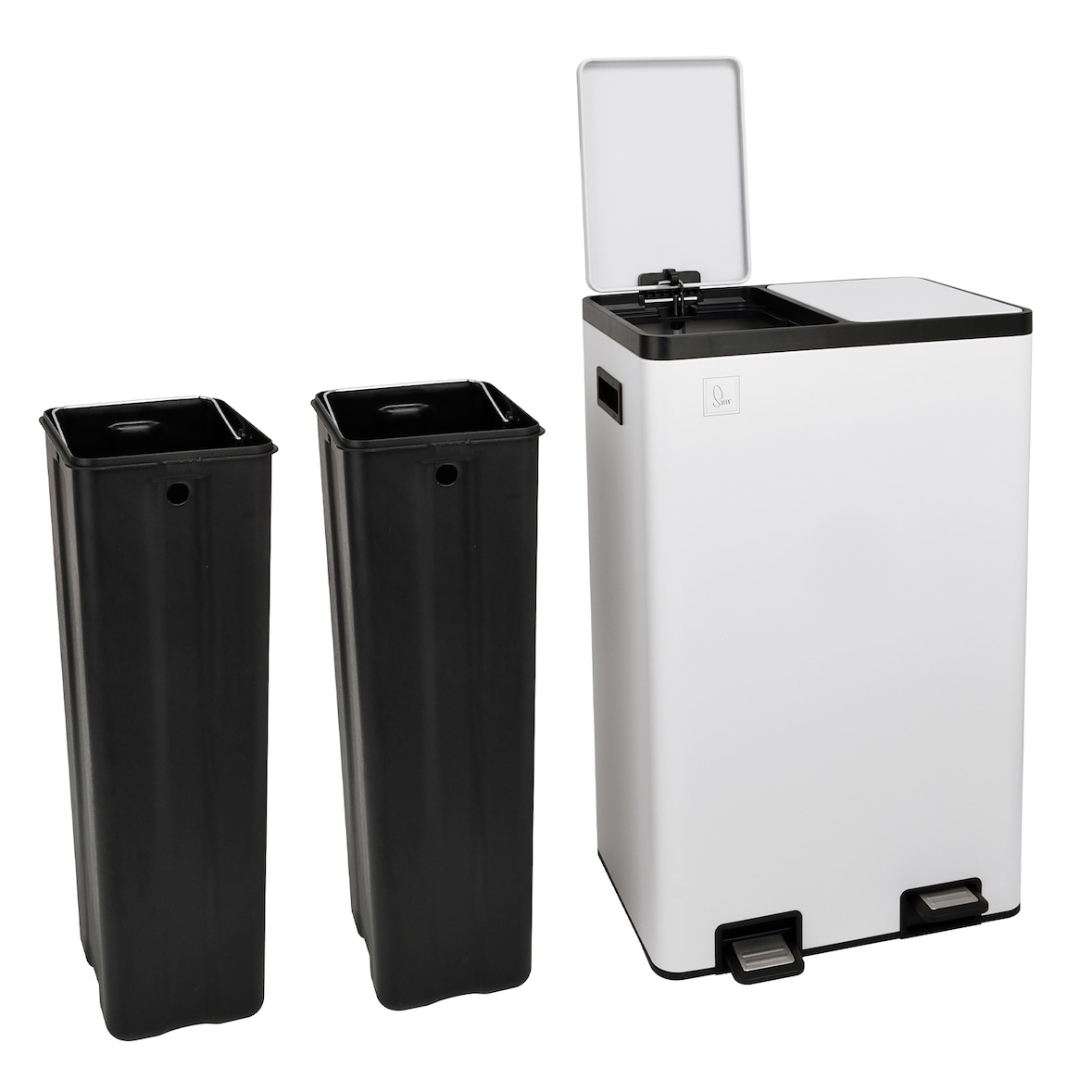 SVITA TMH2X30 Vuilnisbak 60L Afvalscheidingssysteem 2 Vakken 2x30L Softclose-deksel Pedaal Verbergbaar Kunststof Binnenemmer Wit