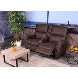 thumbnail of 2er Kinosessel HWC-K17, Relaxsessel Fernsehsessel Sofa, Nosagfederung Getränkehalter Fach ~ Stoff/Textil braun