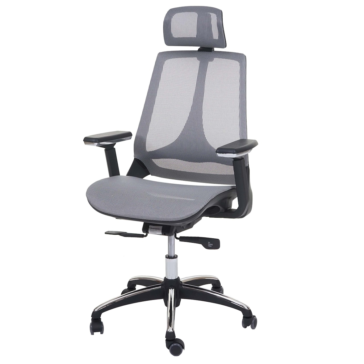 Décoshop26 - Sedia da ufficio con braccioli e poggiatesta reclinabile in tessuto grigio 04_0001791