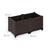 thumbnail of Relaxdays Pflanzkübel, Rattan-Optik, HBT: 38x80x40 cm, Garten, Balkon & Terrasse, Blumenkübel mit Wasserspeicher, braun