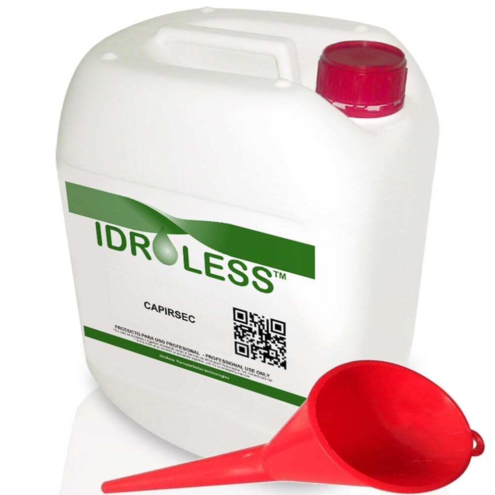 Impermeabilizante para humedades capilares Capirsec (10l + 1 Cánula) - Líquido inyectable que evita la ascensión de humedad en paredes y muros