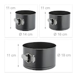 thumbnail of Relaxdays Springform hoch, 3er Set, Ø 14/16/18 cm, rund, antihaftbeschichtet, Backform Schichttorten, Stahl, anthrazit