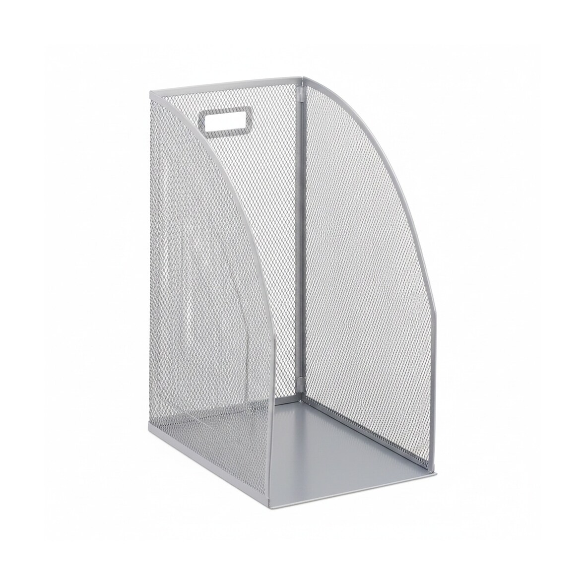 Relaxdays Stehsammler Metall, DIN A4, Stehordner breit, Mesh, Zeitschriftensammler Büro, HBT: 32 x 16 x 24,5 cm, silber