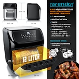 thumbnail of Arendo Heißluftfritteuse, Minibackofen 12L Edelstahl, Airfryer, Pizzaofen, Multifunktionsofen, Mini Backofen mit Umluft, 1800 Watt, Timer
