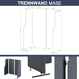 thumbnail of Akustik-Trennwand mit Schalldämmung SADIE 145x240x1,8cm Anthrazit Stellwand Büro Raumteiler Office-Akustikwand Sichtschutz freistehend