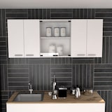 thumbnail of TUHOME Mueble de Pared Cocina con Cristal 150, con multiples puertas - Blanco