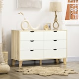 thumbnail of HOMCOM cómoda con 6 cajones y patas elevadas cajonera de armario para dormitorio salón estudio estilo moderno antivuelco 120x40x76 cm natural y blanco