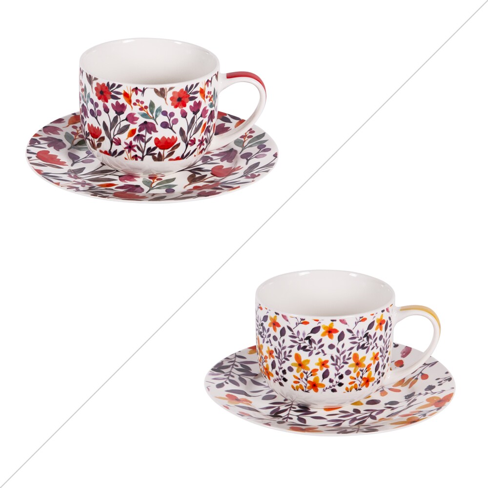 Coffret déjeuner Blossia 47 cl x2 -  47.00 cl Multicolore Rond Porcelaine Table Passion 14.00x10.00 cm