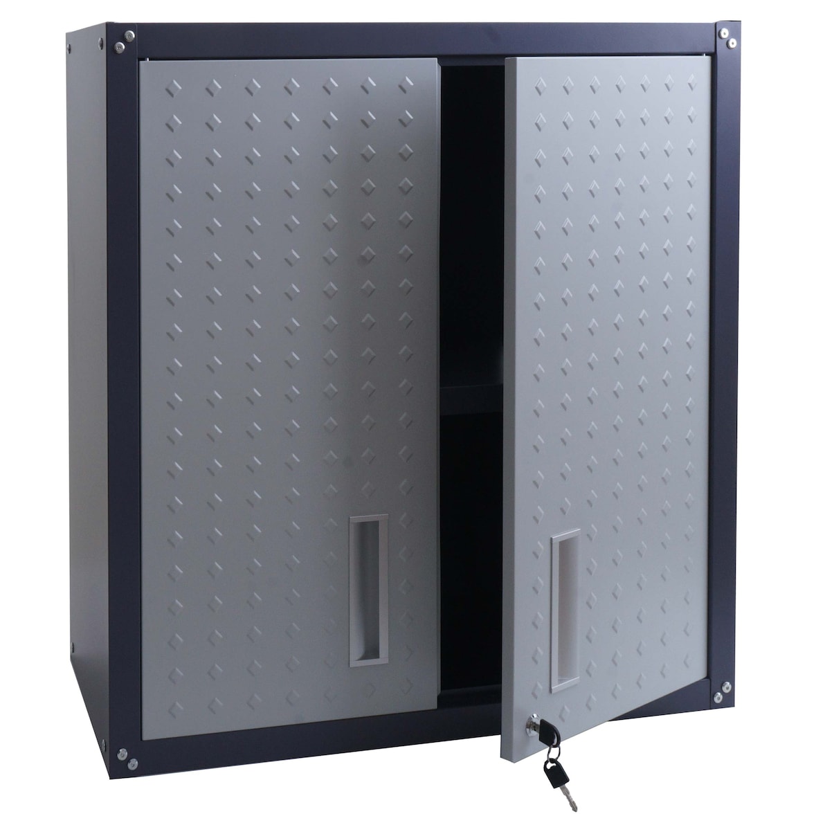 Armario de pared HWC-O52, armario de pared, acero con cerradura 77x77x31cm ~ gris claro/gris oscuro
