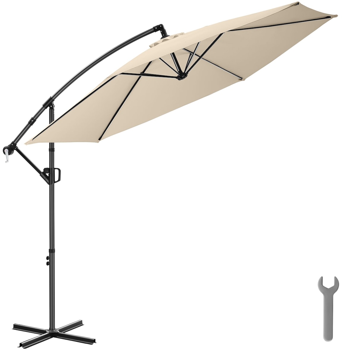 TECTAKE, Ampelschirm Artemis, 360 Grad drehbar, neigbar, wasserabweisend, UV Schutz 50+, 300x300 cm, beige