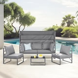 thumbnail of SVITA MAUI Gartenmöbel-Lounge-Set mit Dach Outdoor-Sofa Strandkorb-Sonneninsel Stahl Hellgrau