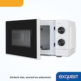 thumbnail of Exquisit Mikrowelle 20L, 700 Watt, 24,5cm Drehteller, 5 Leistungsstufen, Timer, Auftaufunktion, 2 Drehregler, MW950-070 weiss
