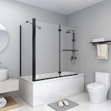 thumbnail of vidaXL Badewannenaufsatz 2-fach Faltbar ESG 120x68x130 cm Schwarz