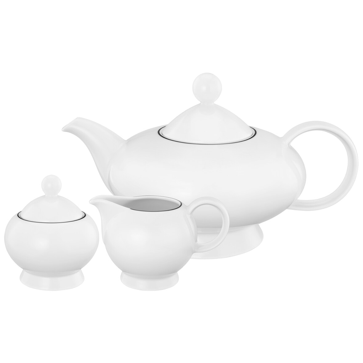 Seltmann Weiden Lido Black Line Teekannen-Set 3-teilig