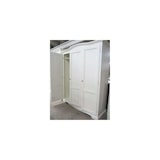 thumbnail of shopinnovativo -Armadio appendiabiti con bastone 3 ante e 3 ripiani arte povera in legno massello e mdf con rifinitura in bianco 158x56x197 H