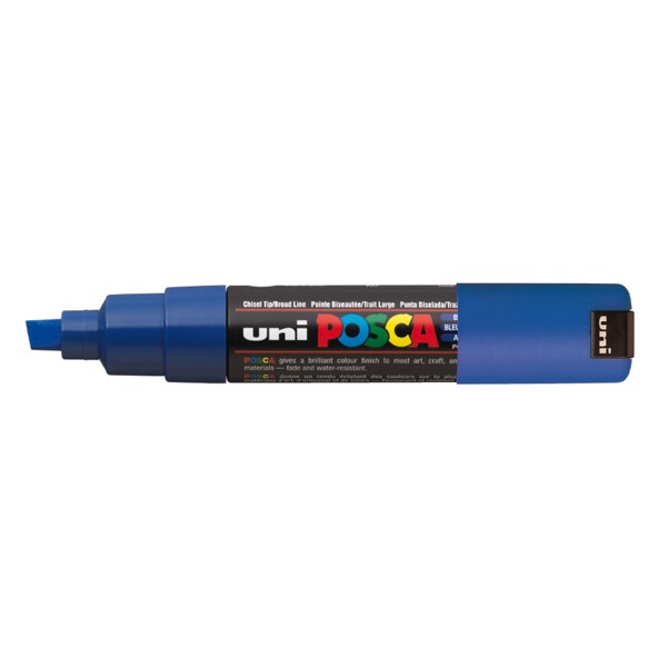 Marqueur peinture Posca 8K, pointe biseau 8 mm, bleu foncé