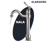 thumbnail of NALA | Grifo de baño alto Vintage Hotel Gastro plateado cepillado | Retro de acero inoxidable premium para fregadero alto|Grifo mezclador 2 conexiones