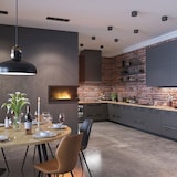 thumbnail of CORN 90 – Eingebauter Bioethanol-Eckkamin mit Schutzglas. Rechte Öffnung – mit Glas