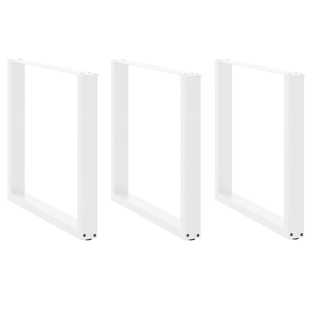 Helloshop26 - Set aus 3 robusten U-förmigen Esstischbeinen 90 x 73 cm mit verstellbaren Füßen modernes Design weißer Stahl 02_0057449