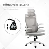 thumbnail of Ergonomischer Bürostuhl Mesh Grau 60x59x122 cm höhenverstellbar 45 bis 53 cm mit Armlehnen Kopfkissen Wippfunktion Lendenstütze
