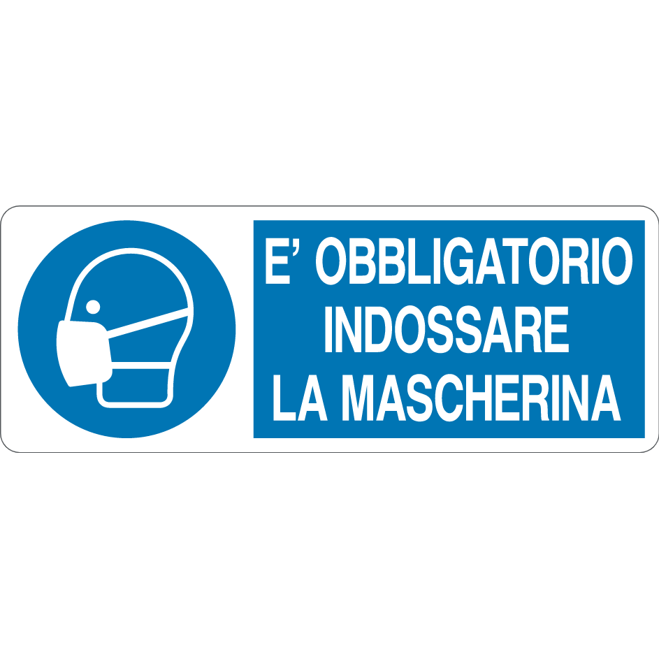 cartello alluminio 333x125 mm è obbligatorio indossare la mascherina