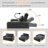 thumbnail of Schlafsofa 129x163 cm aus Chenille mit USB-Anschluss – modernes, komfortables Wohnzimmer Sofa in Grau, vielseitig nutzbar