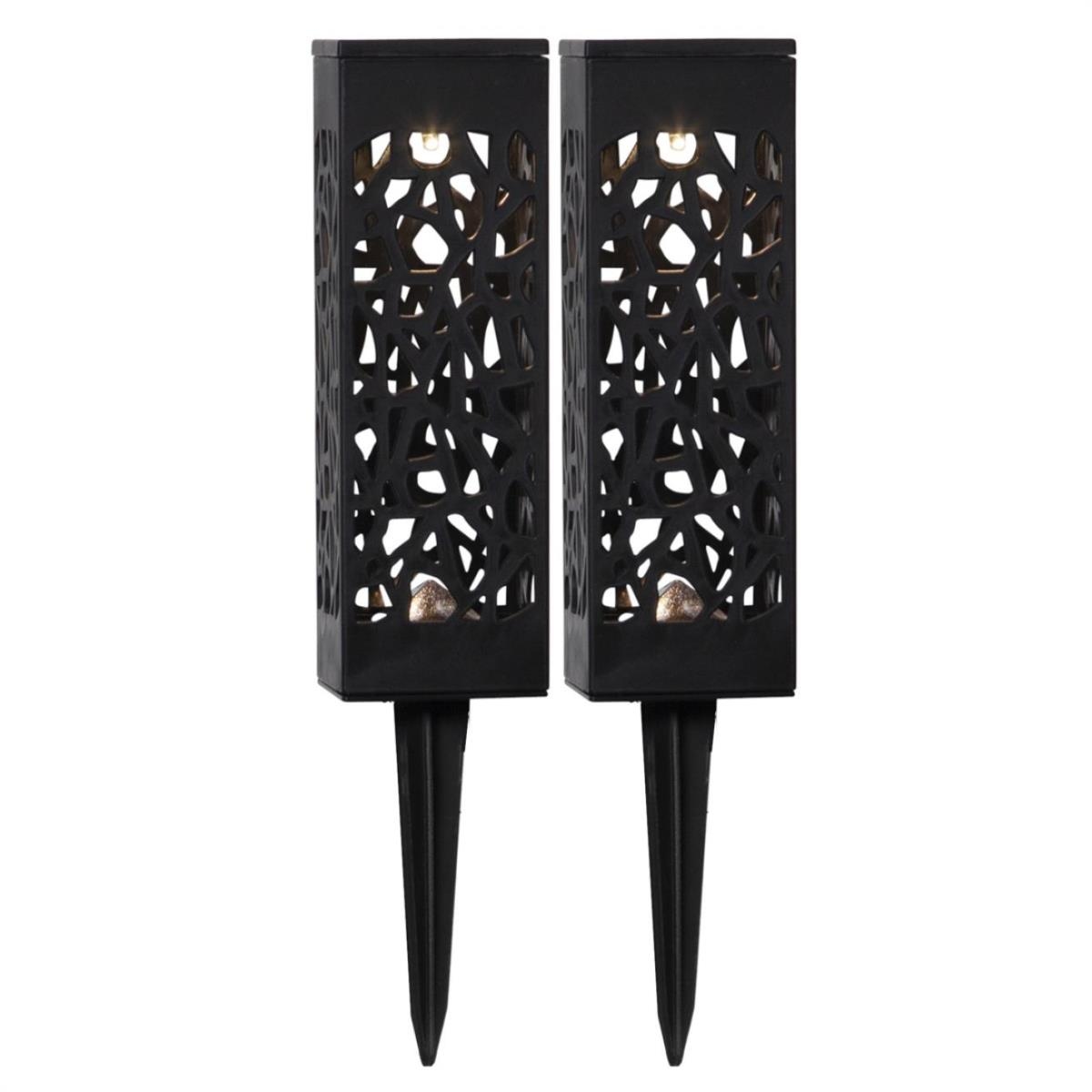 StarTrading LED Solar Wegleuchten warmweiß 18cm Lichtsensor schwarz 2er Set