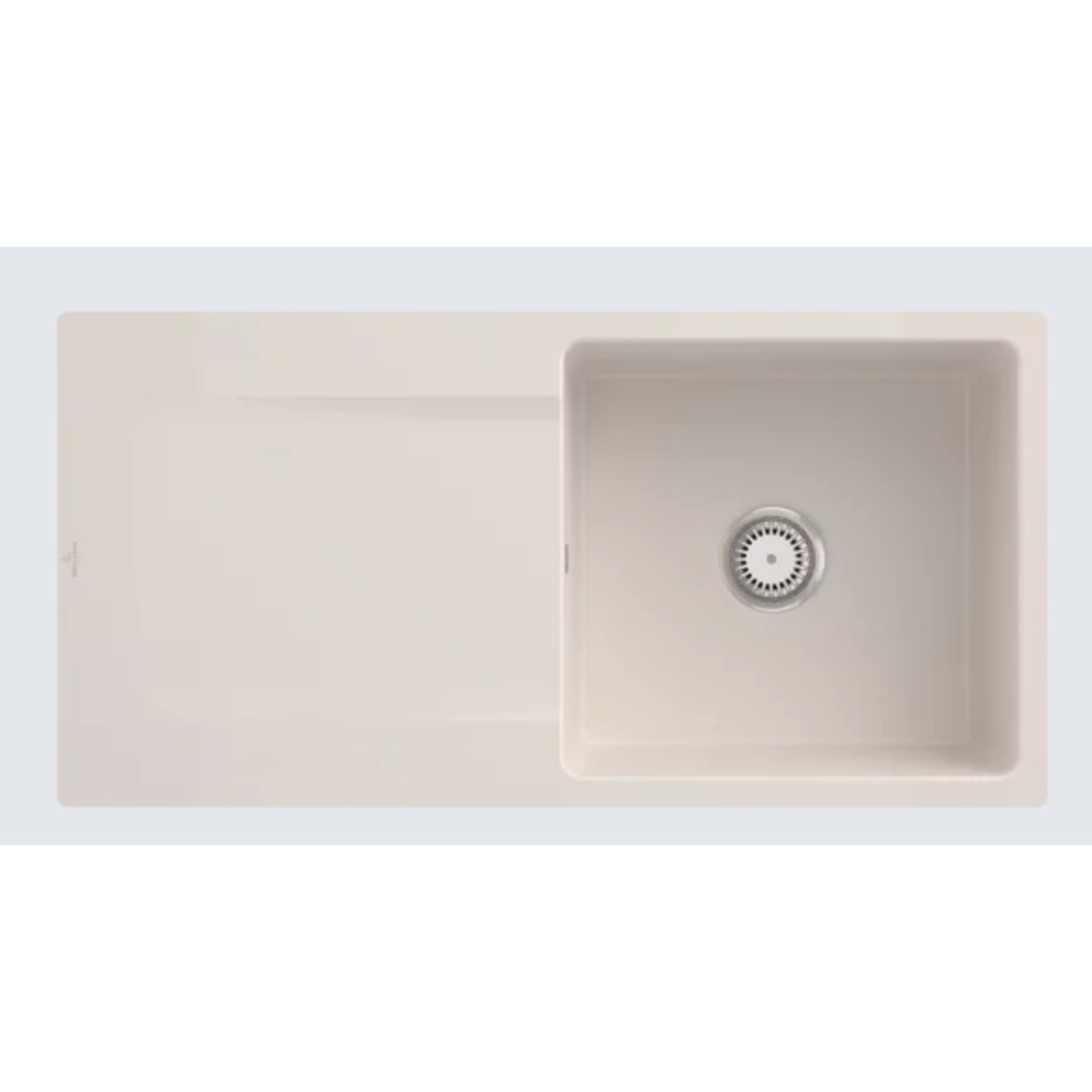 Villeroy&Boch Spülbecken mit Abtropffläche links, Siluet 60 flat Crema 980x490mm, inkl. Ablaufgarnitur mit Handbetätigung