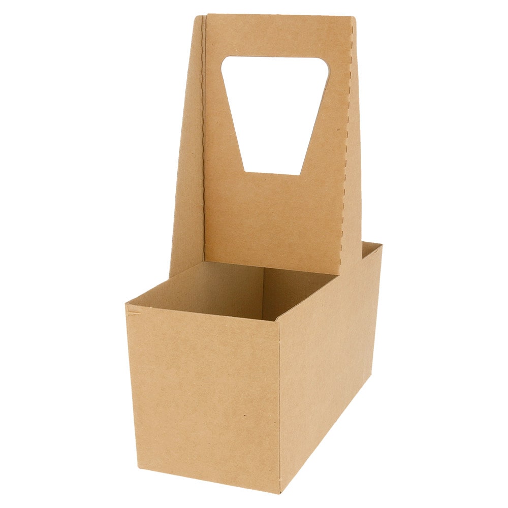 Garcia de Pou 200 Unités - Porte-Gobelets, 2 Gobelets 300 G/M2 18X8X24 Cm Naturel Carton Ondulé Microcanal