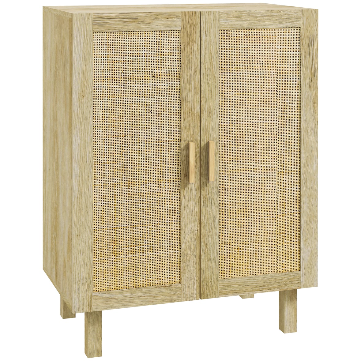 HOMCOM armario de salón con 2 puertas de ratán y estantes ajustables aparador de salón para oficina estudio dormitorio estilo nórdico 73x41x102 cm