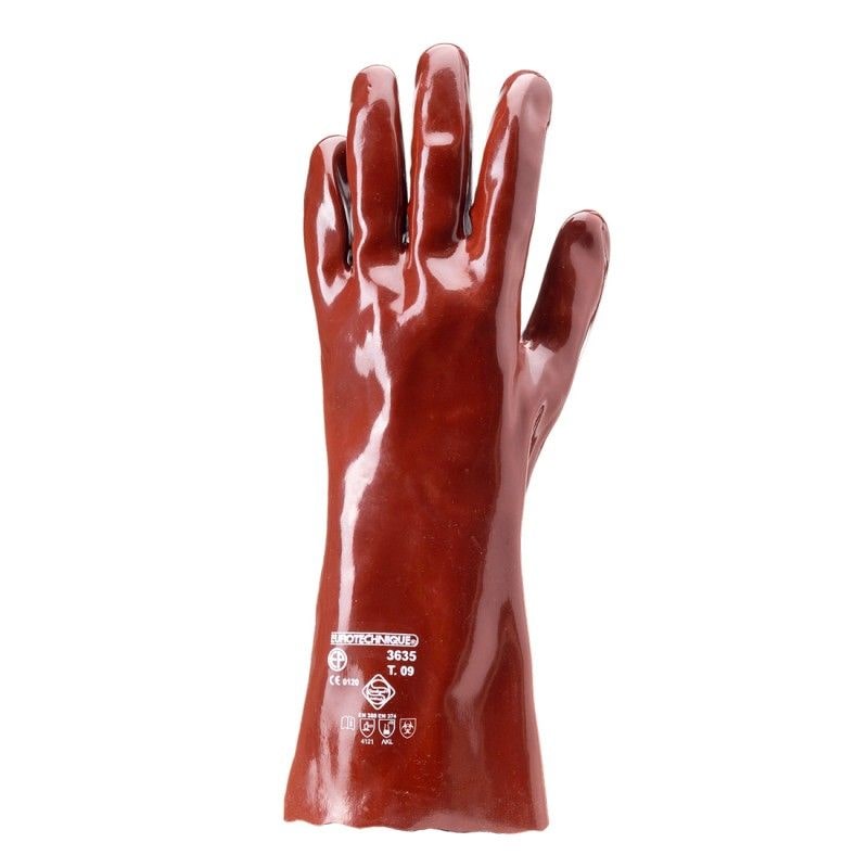 Coverguard - Gants de protection chimique rouge 36cm en coton enduit PVC EUROCHEM 3636 (Pack de 10) #E84C3D Taille 9