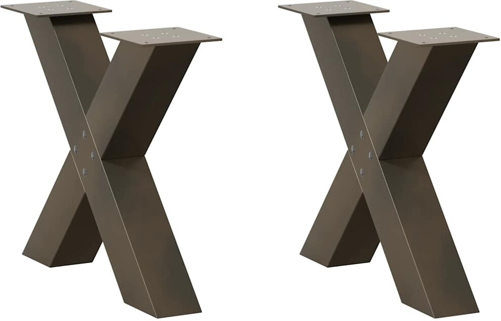 vidaXL Couchtischbeine X-Form 2 Stk. Naturstahl 50x(42-43) cm Stahl