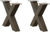 thumbnail of vidaXL Couchtischbeine X-Form 2 Stk. Naturstahl 50x(42-43) cm Stahl