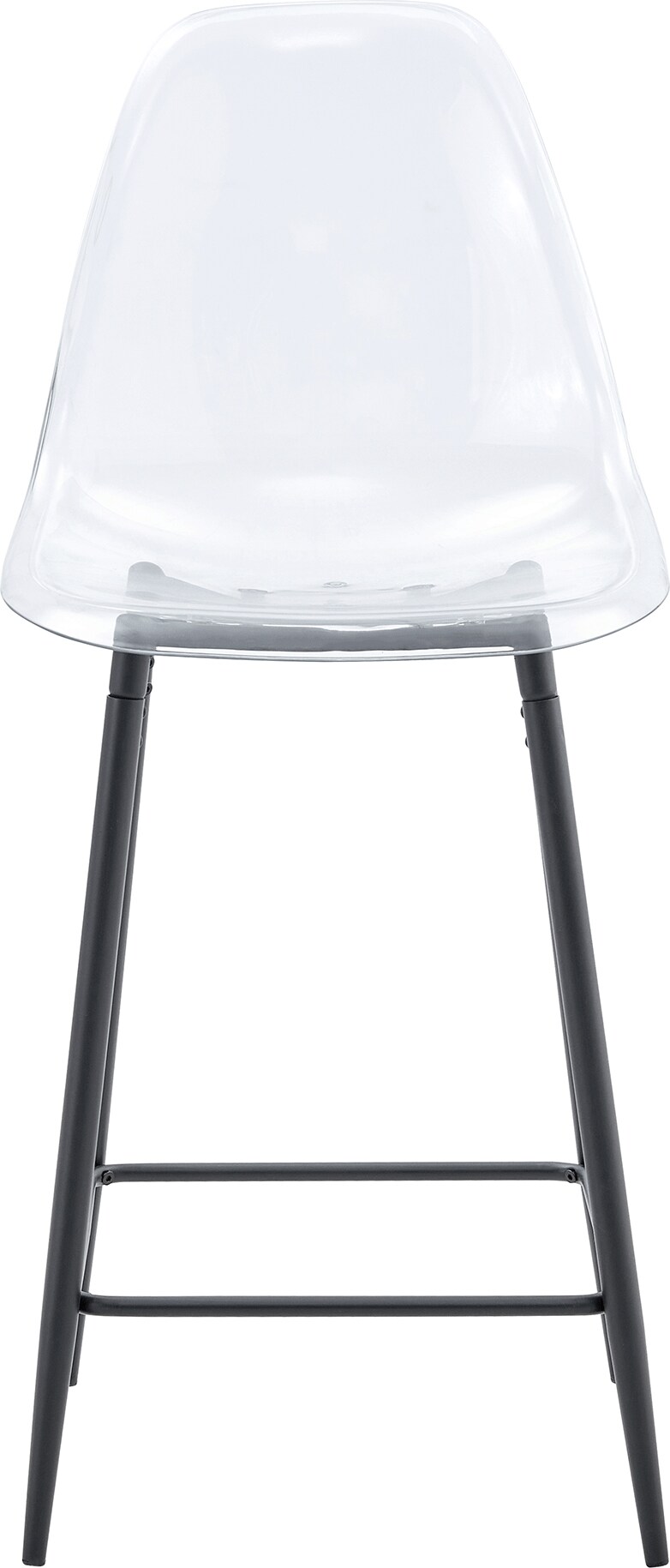 Barhocker Kunststoff Schwarz mit transparenter Sitzschale und Metallgestell, modernes Design mit Fußstütze