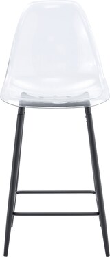 thumbnail of Barhocker Kunststoff Schwarz mit transparenter Sitzschale und Metallgestell, modernes Design mit Fußstütze