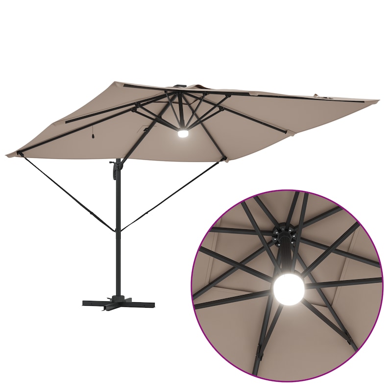 vidaXL Parasol met houten paal 299x240 cm taupe