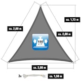 thumbnail of UPF50+ Toldo UV 2x2x2 m Triángulo Poliéster Hidrófugo Vela de Protección Gris