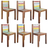 thumbnail of Décoshop26 - Set van 6 eetkamerstoelen gemaakt van massief gerecycled hout meerkleurig DEC025679