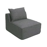 thumbnail of L-Sofa HWC-O54, Lounge-Couch mit Ottomane, erweiterbar modular rechts/links, Stoff/Textil 63x270x190cm ~ dunkelgrau