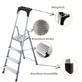 thumbnail of Rijoka Aluminium Haushaltsleiter Mit Aufbewahrungshaube – 4 Stufen – Anti-Rutsch – bis 150kg Belastung