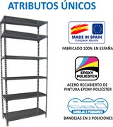 thumbnail of SimonRack Estantería Metálica, 2500x1100x500 mm, 6 Alturas, Bandeja Metal, 200 kg de Punto Flexión, Antracita - Simonclick