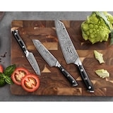 thumbnail of Wakoli Nitoko 3er Kiritsuke Damastmesser-Set - Profi Damast-Küchenmesser Set aus echtem 67 Lagen Damaststahl mit G10 Griff, durchgehender Erl - Inklus